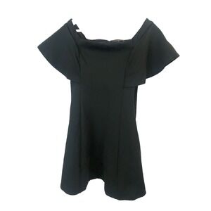 Banana Republic Dress Size 6 Black Flounce Sleeves Stretch Flirty Dinner Dance